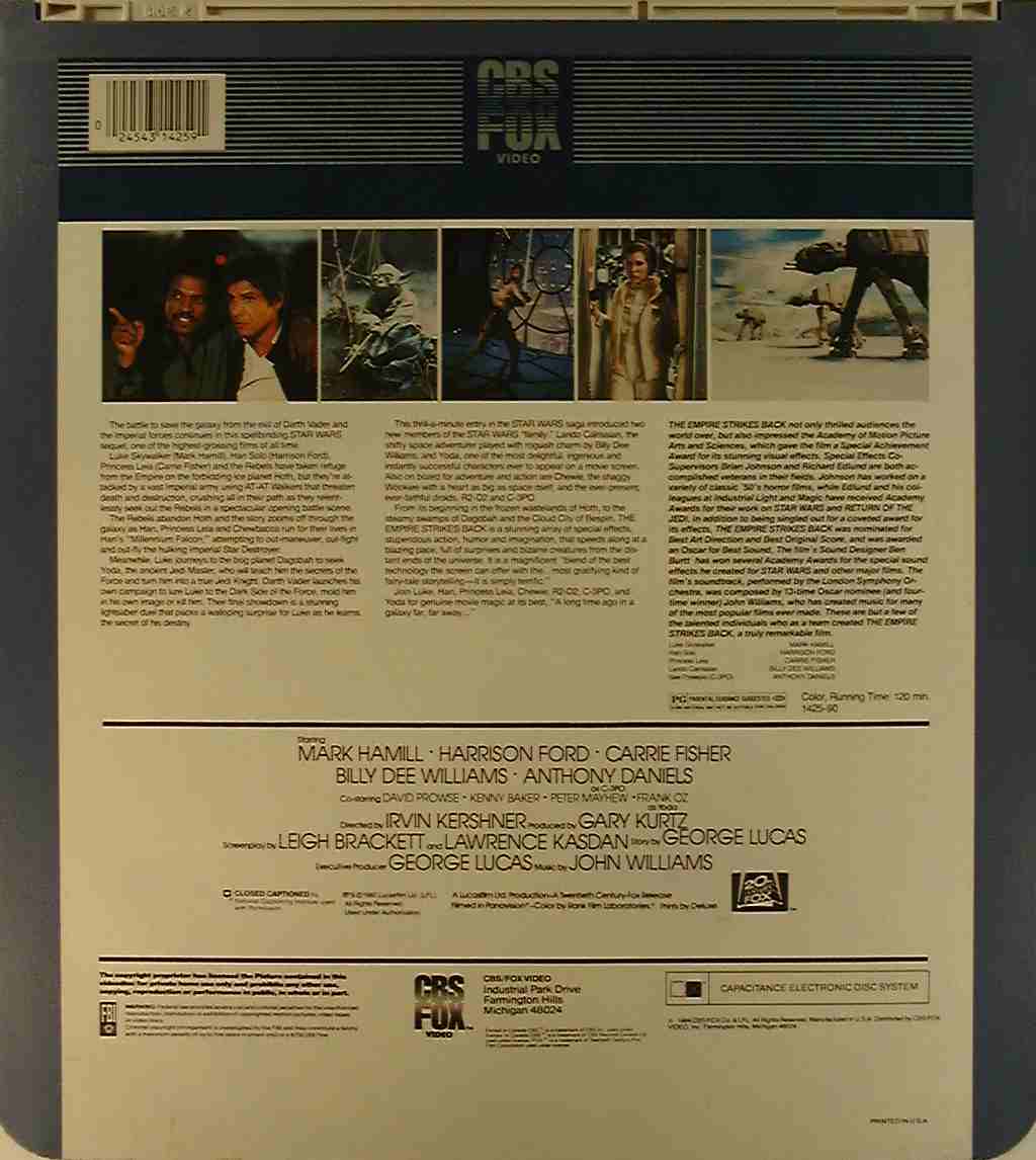 CED title precursor to the Blu-ray DVD movie disc format